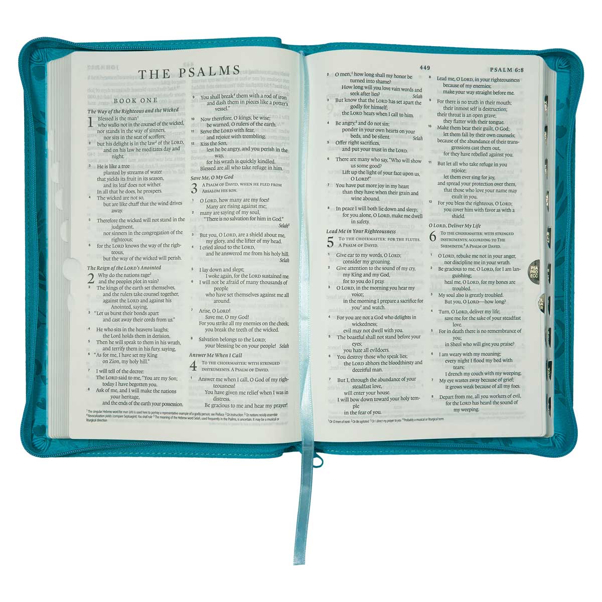 ESV Turquoise Faux Leather Standard Bible Thumb Indexed With Zip