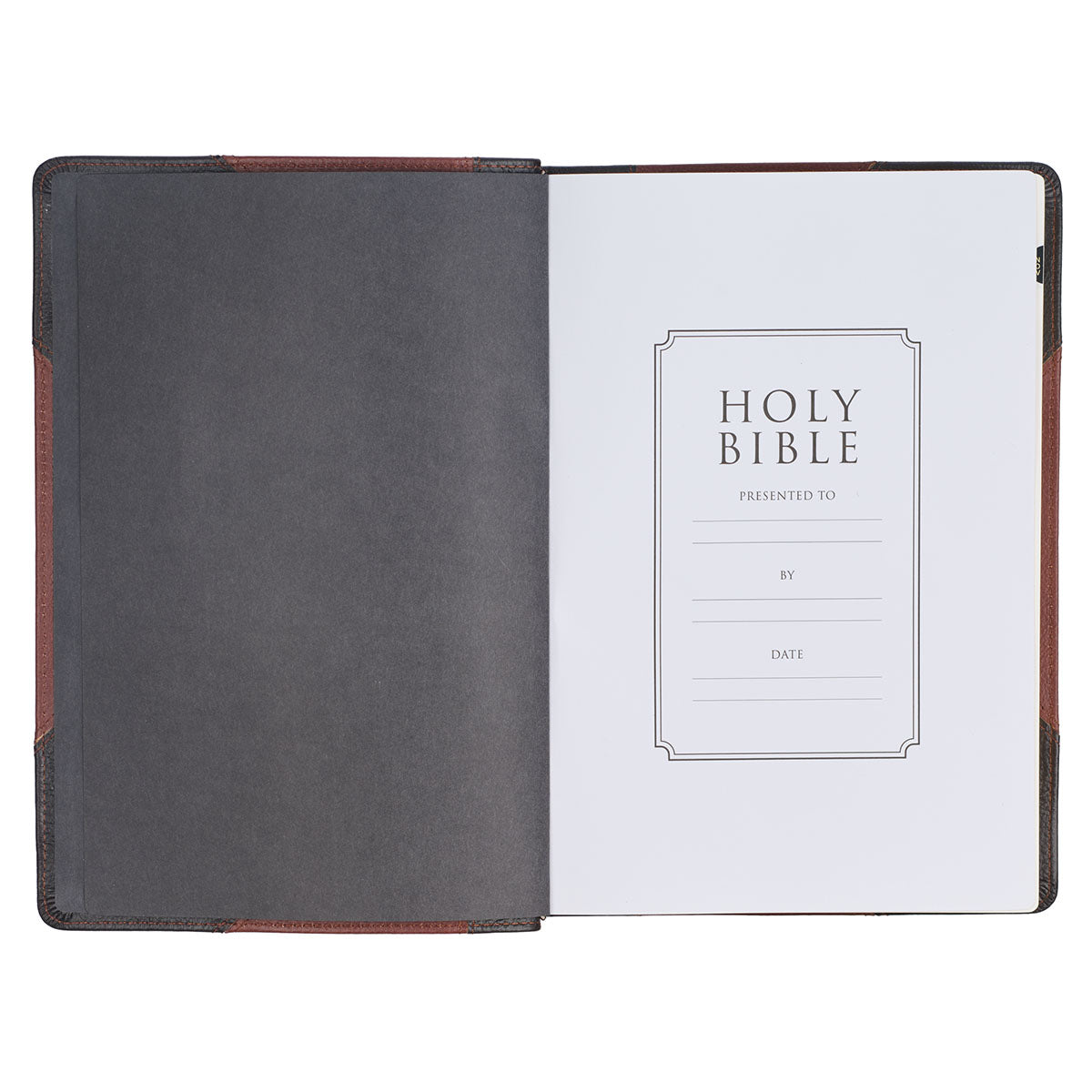 KJV Brandy & Dark Brown Genuine African Leather Bible Giant Print Indexed Red Letter