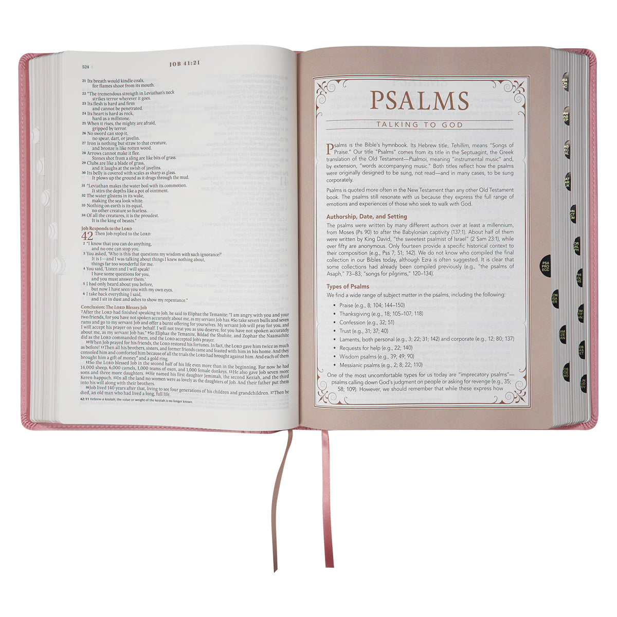 NLT Pink Faux Leather Thumb Indexed Spiritual Growth Bible