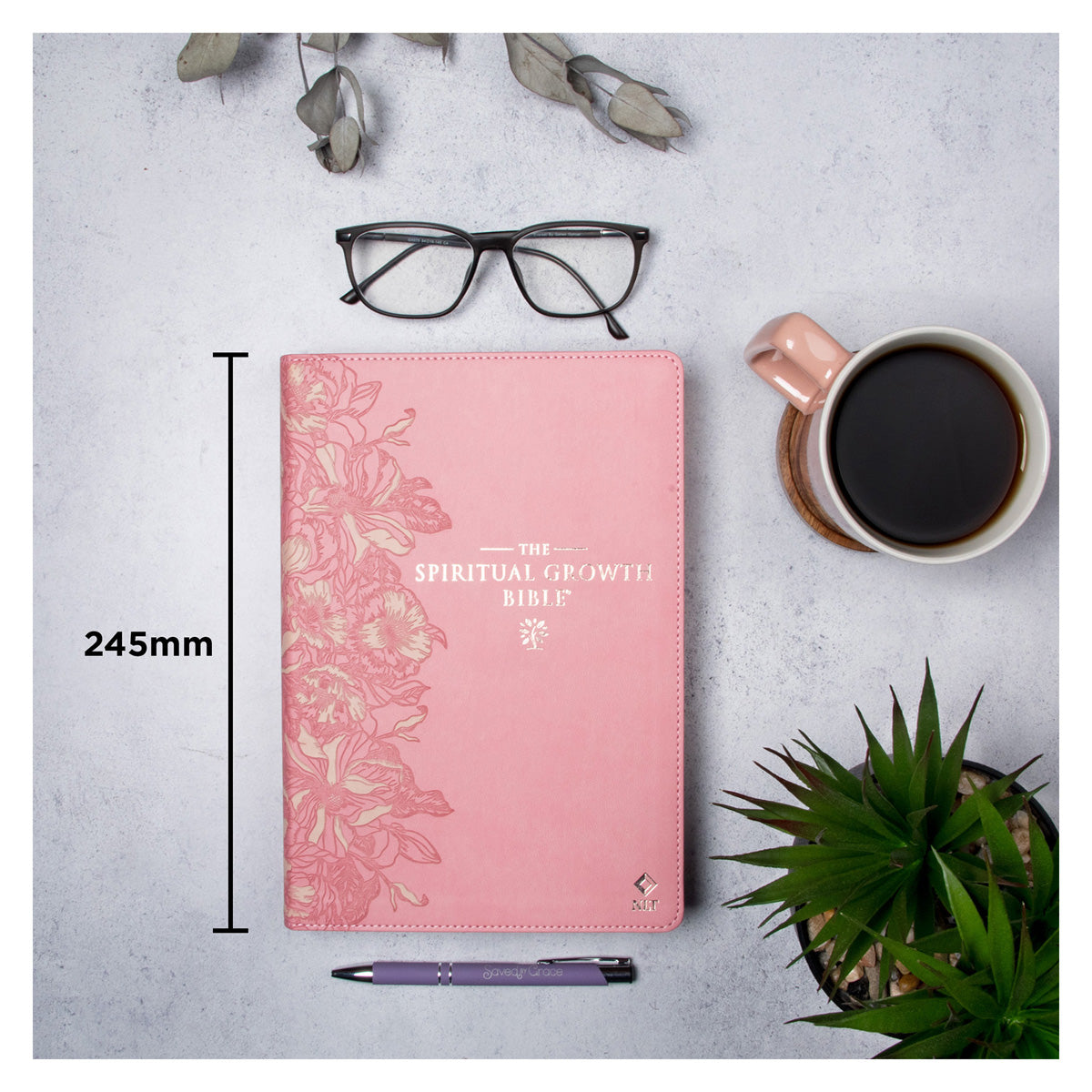 NLT Pink Faux Leather Thumb Indexed Spiritual Growth Bible