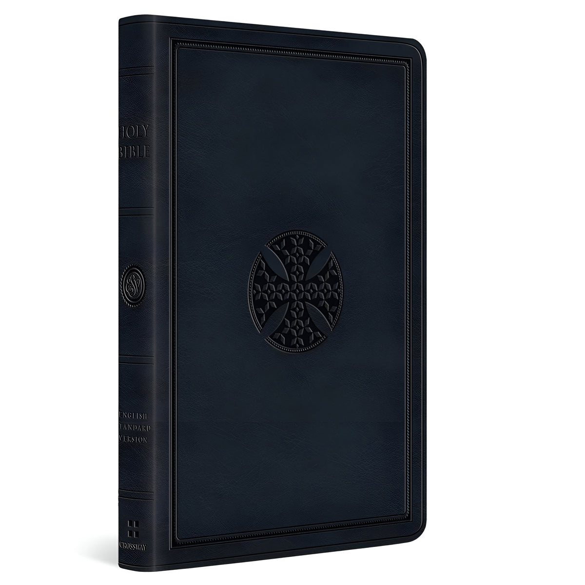ESV Navy Mosaic Cross Design Imitation Leather Value Thinline Bible Large Print
