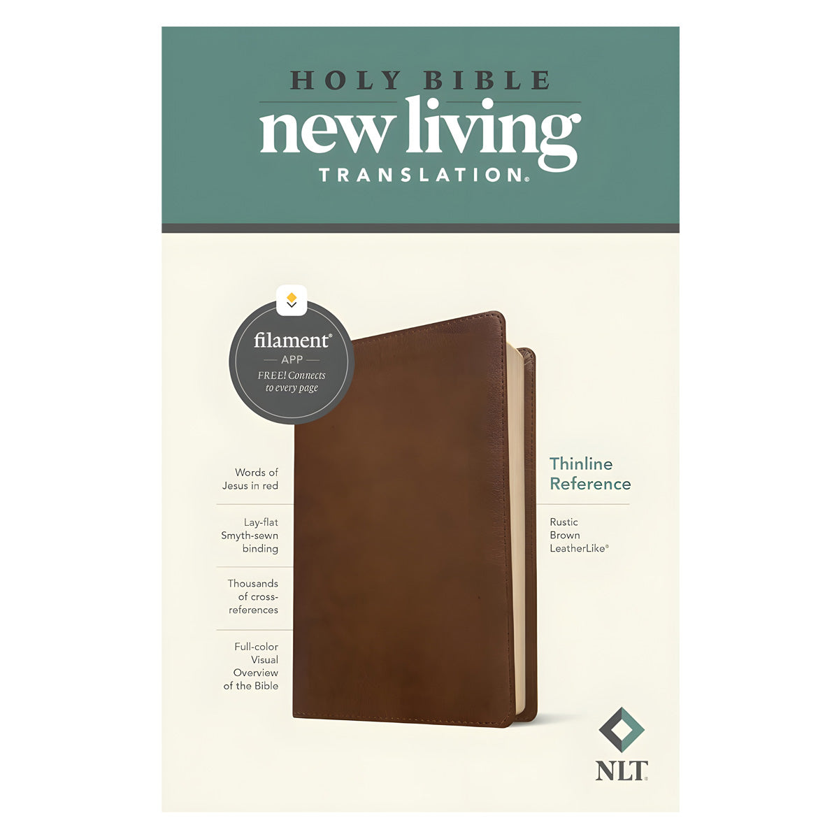 NLT Filament Thinline Reference Bible Red Letter Rustic Brown (Imitation Leather)