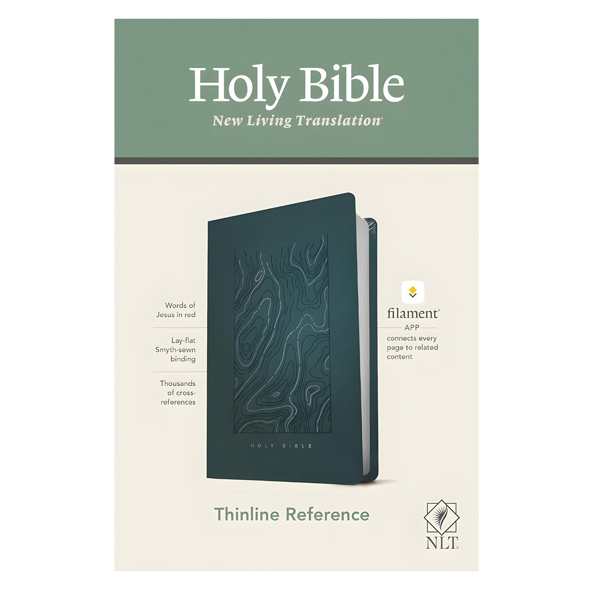 NLT Earthen Teal Blue Imitation Leather Filament Thinline Reference Bible