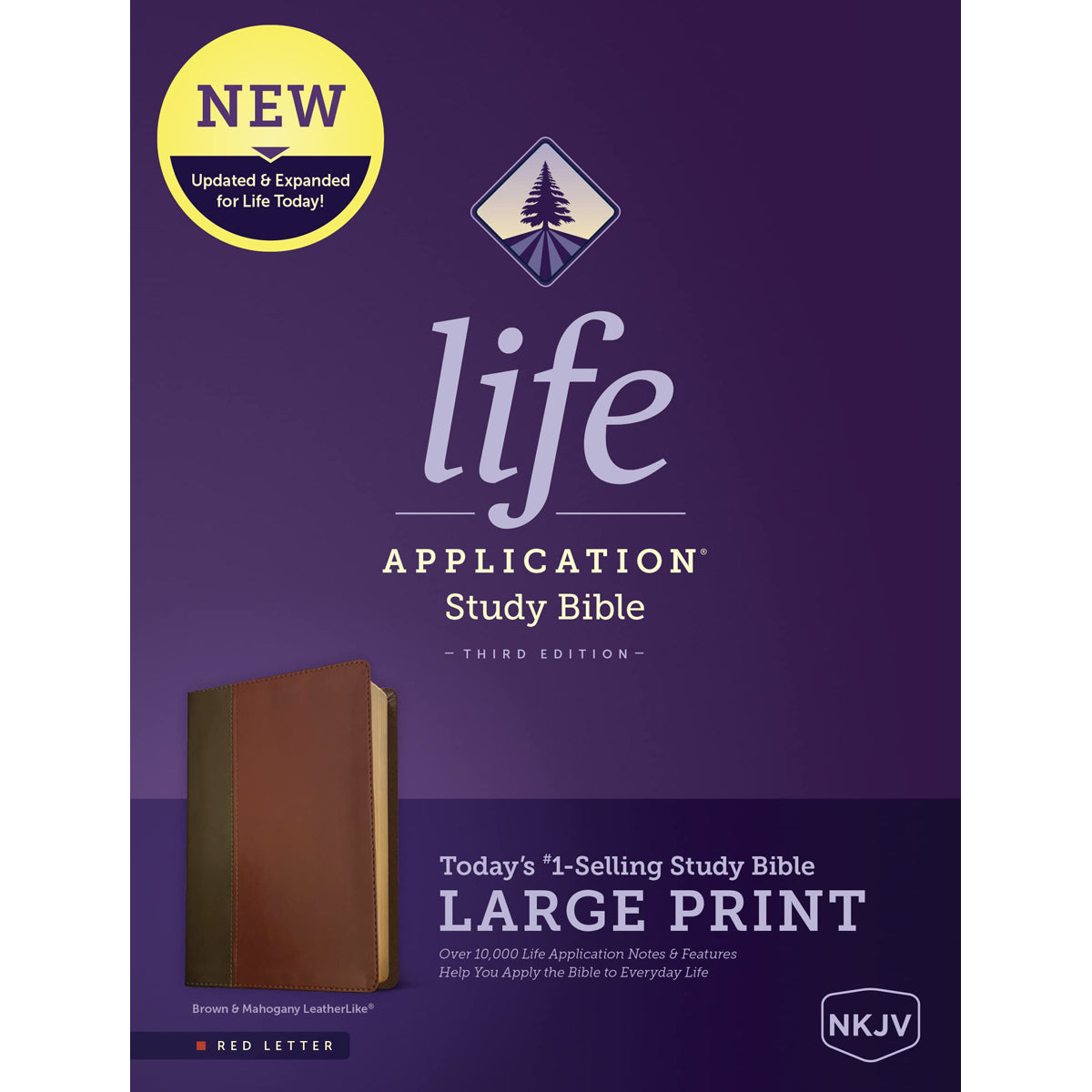 NKJV Life Application Study Bible, Third Ed, Large Print, Red Letter, Mahogany (Immitation Leather)