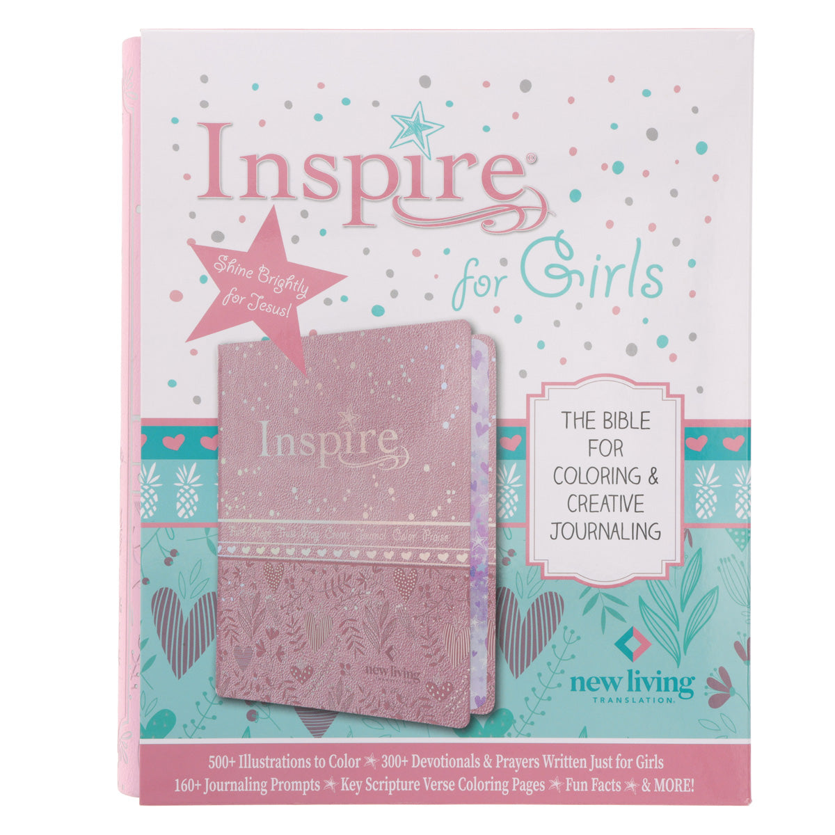 NLT Pink Hardcover Faux Leather Inspire Bible For Girls