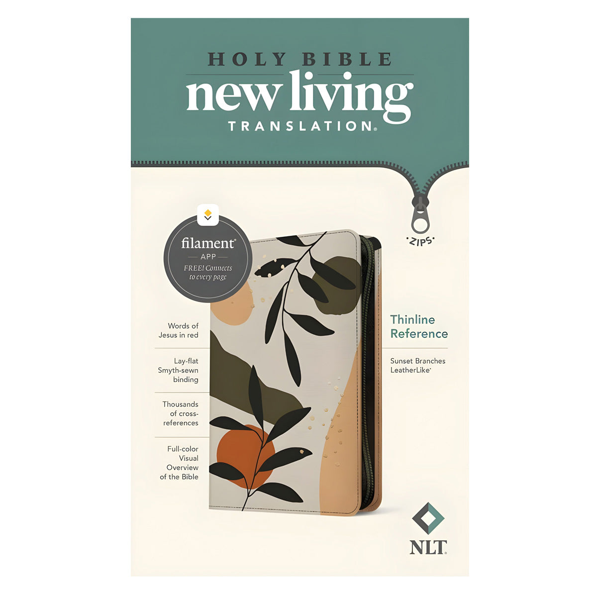 NLT Filament Thinline Reference Bible, Sunset Branches With Zip (Imitation Leather)