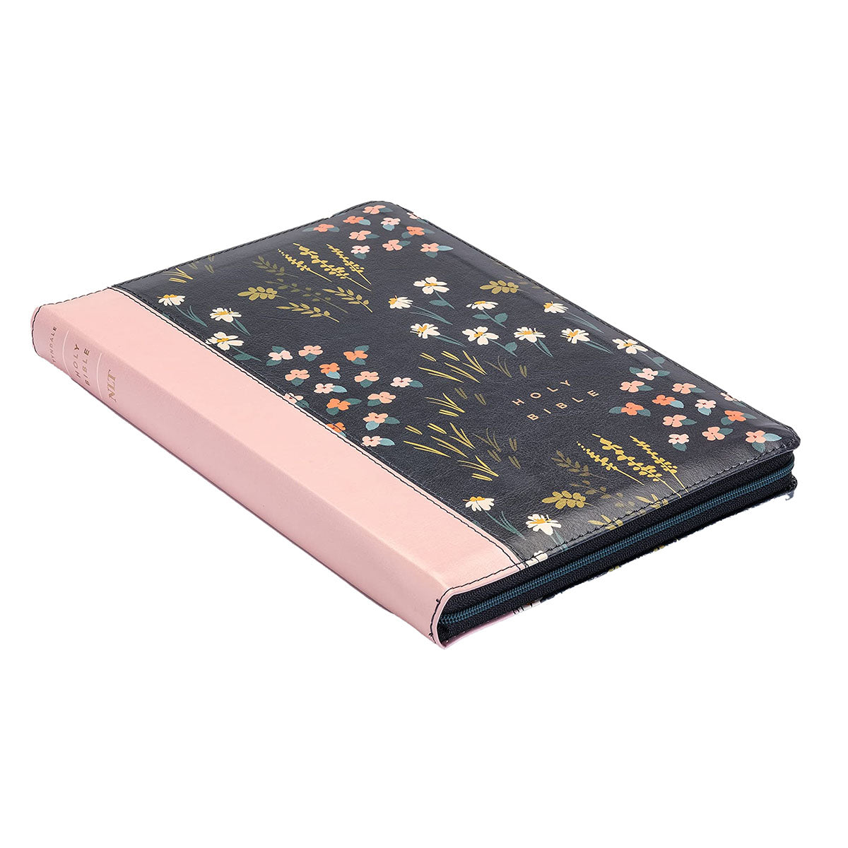 NLT Filament Thinline Reference Bible, Large Print Navy & Pink Meadow With Zip (Imitation Leather)