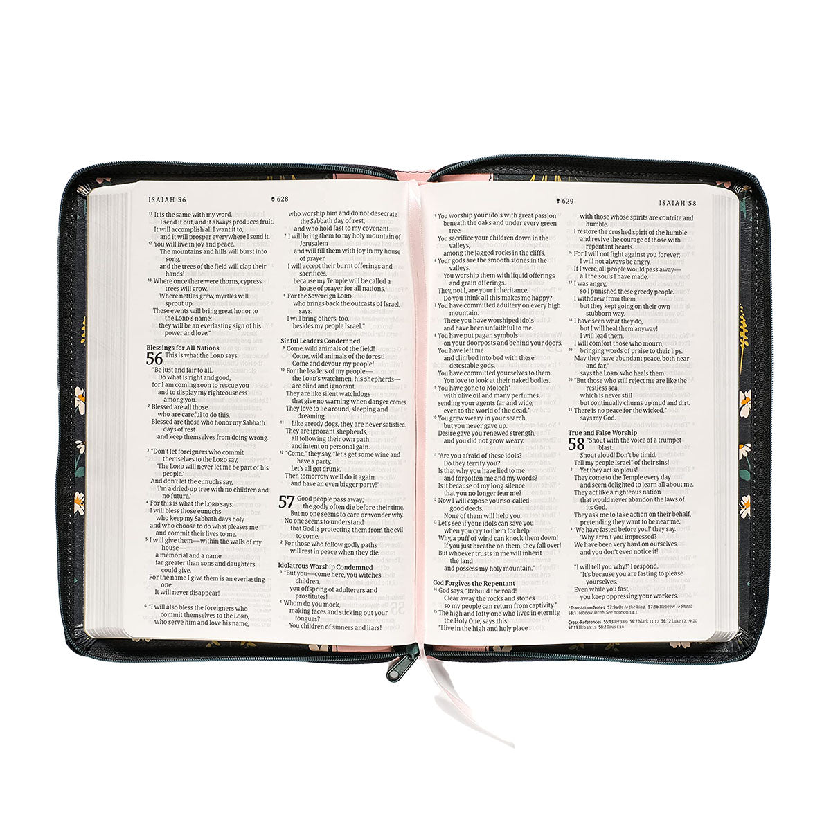 NLT Filament Thinline Reference Bible, Large Print Navy & Pink Meadow With Zip (Imitation Leather)