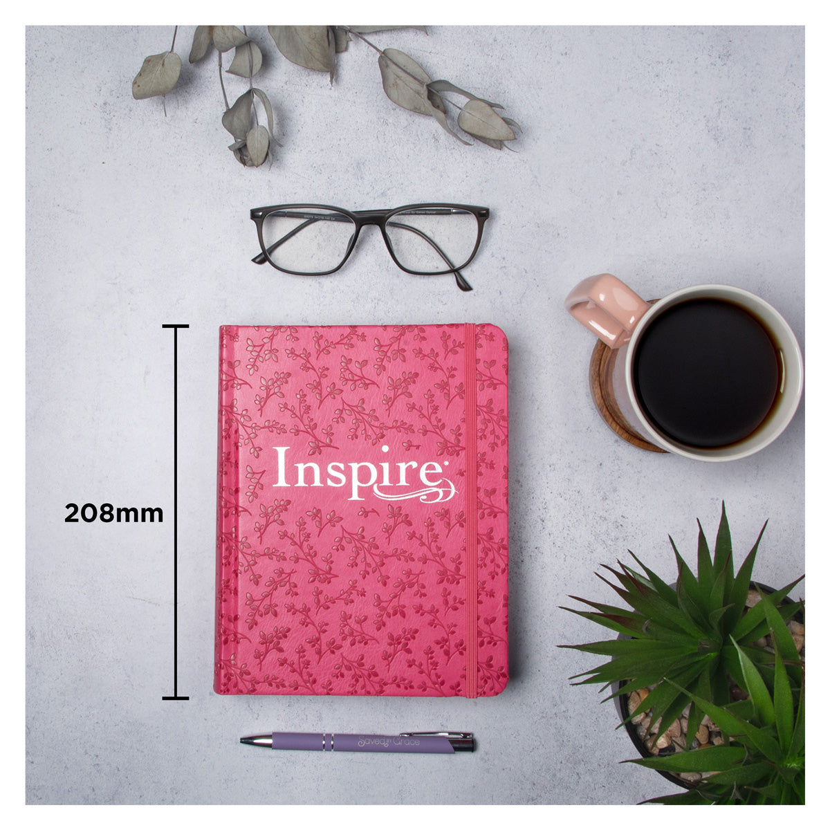 NLT Pink Peony Faux Leather Inspire Filament Bible