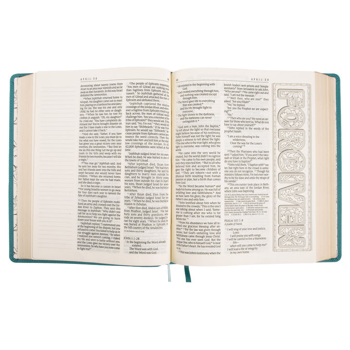 NLT Teal Faux Leather Flexcover One Year Bible Expressions