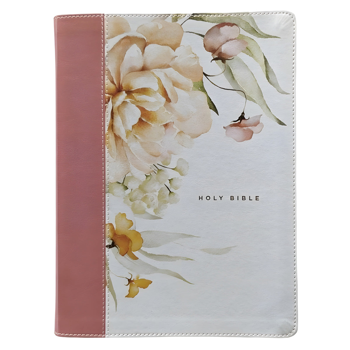 NLT Dusty Pink Blossoms Imitation Leather Filament Wide Margin Bible