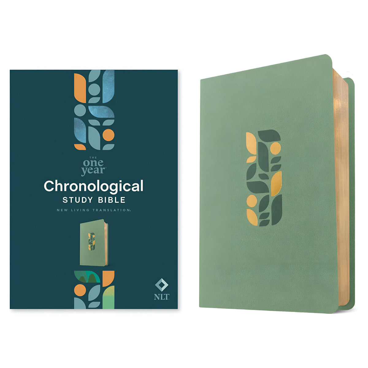NLT Sage Green Mosaic Imitation Leather One Year Chronological Study Bible