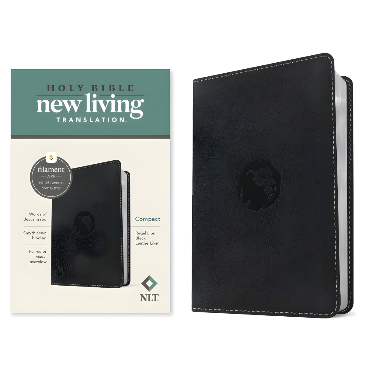 NLT Black Imitation Leather Filament Compact Bible