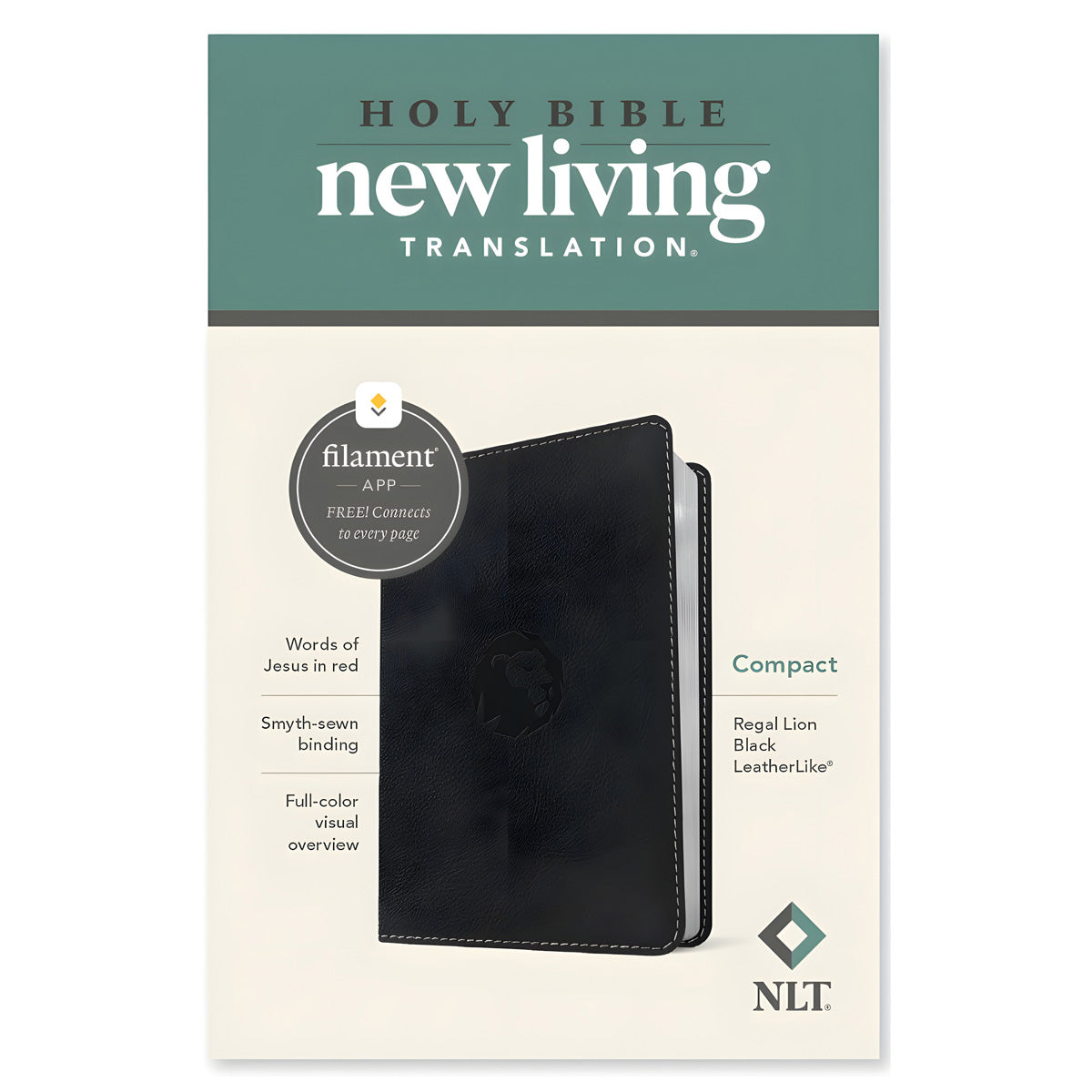 NLT Black Imitation Leather Filament Compact Bible