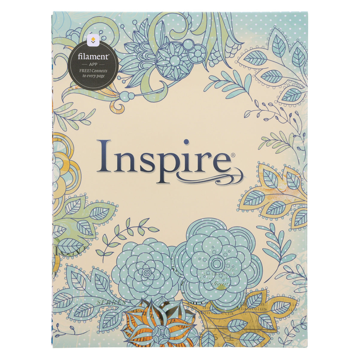 NLT Cream Floral Paperback Inspire Filament-Enabled Bible