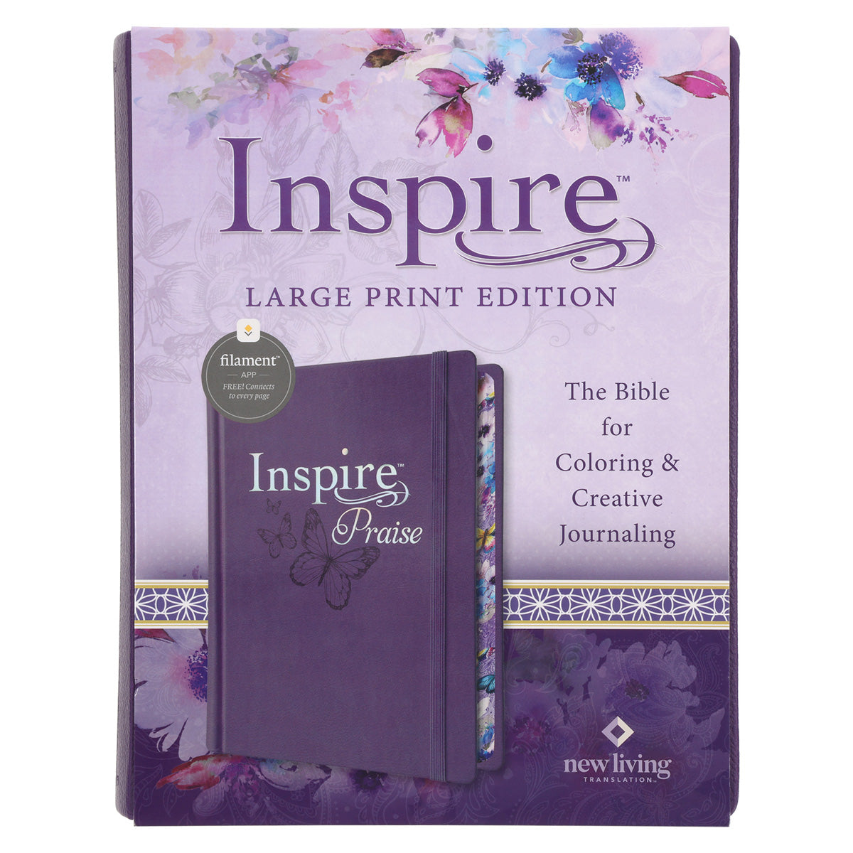 NLT Purple Faux Leather Hardcover Inspire Praise Filament Bible Large Print