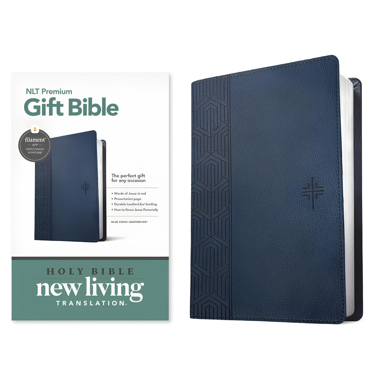 NLT Blue Cross Imitation Leather Filament Premium Gift Bible