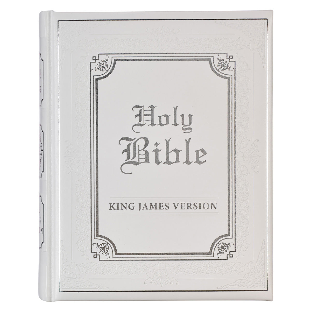 KJV White Faux Leather Family Bible Double Column Format