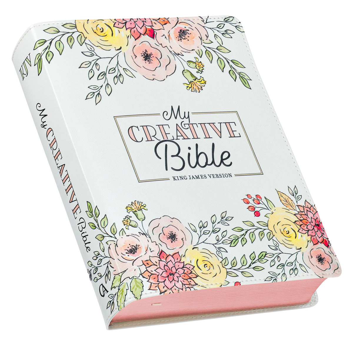 KJV White Floral Faux Leather Flexcover My Creative Bible