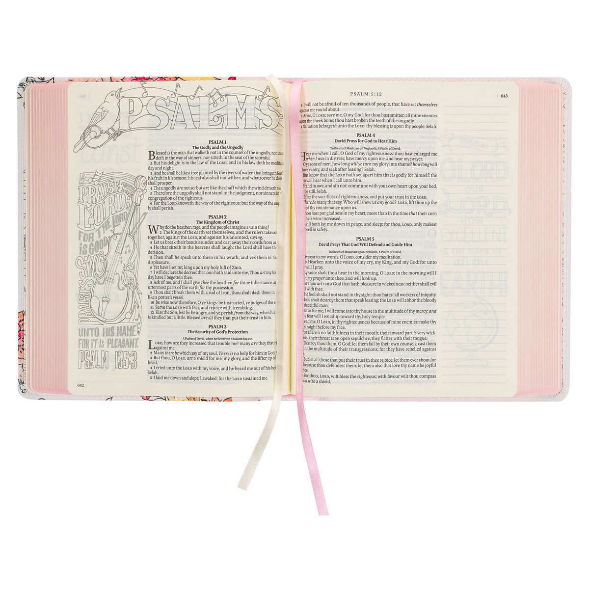 KJV White Floral Faux Leather Flexcover My Creative Bible