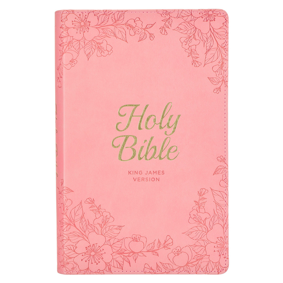KJV Pink Floral Faux Leather Flexcover Deluxe Gift Bible With Zip