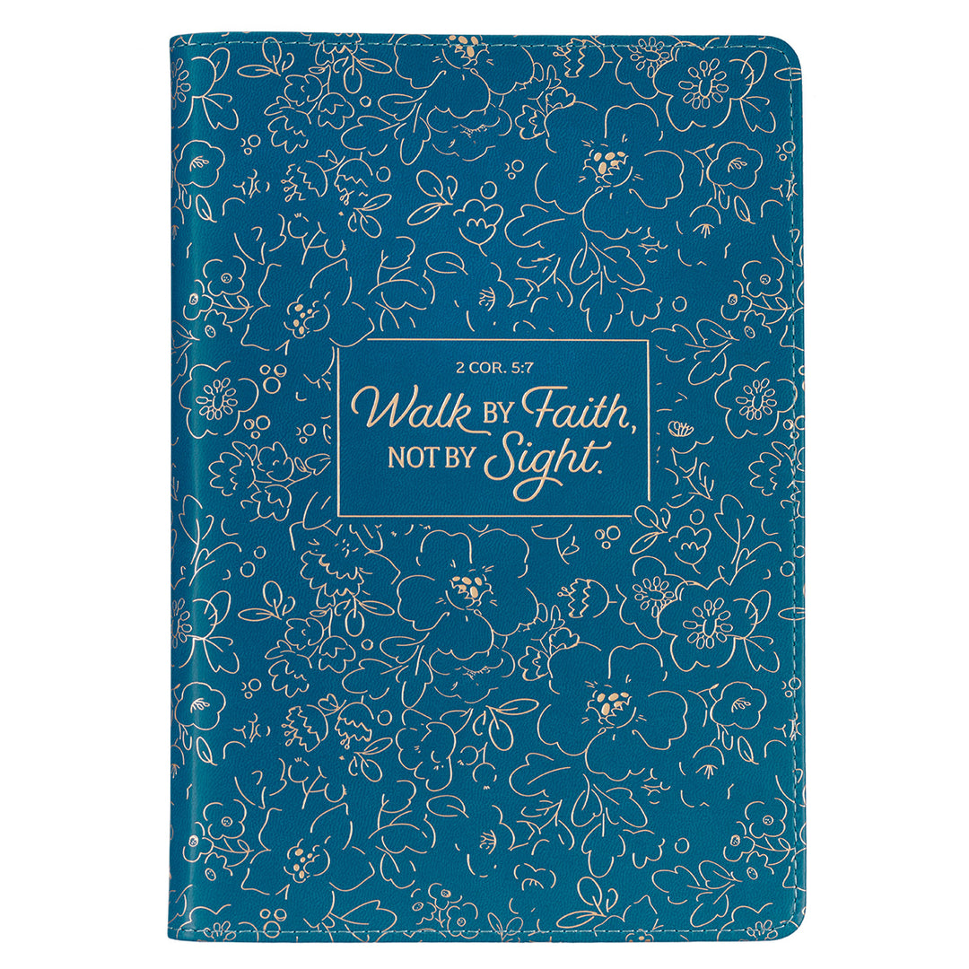 Walk By Faith, Not By Sight Faux Leather Journal With Zipped Closure - 1 Corinthians 5:7