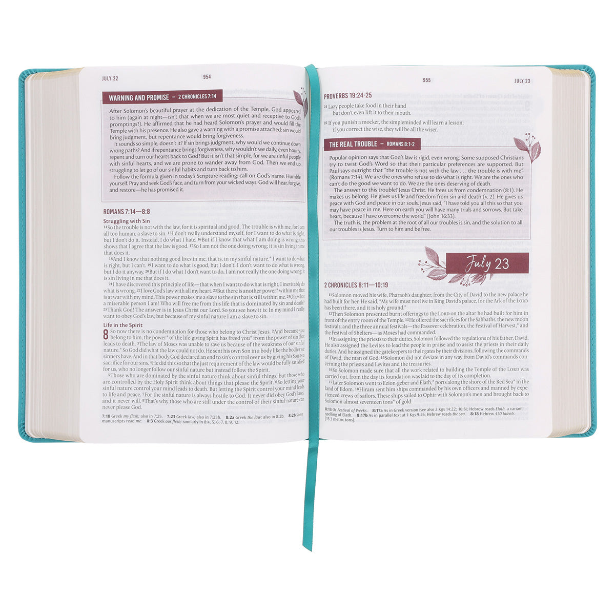 NLT Teal Flexcover Faux Leather Everyday Devotional Bible for Women