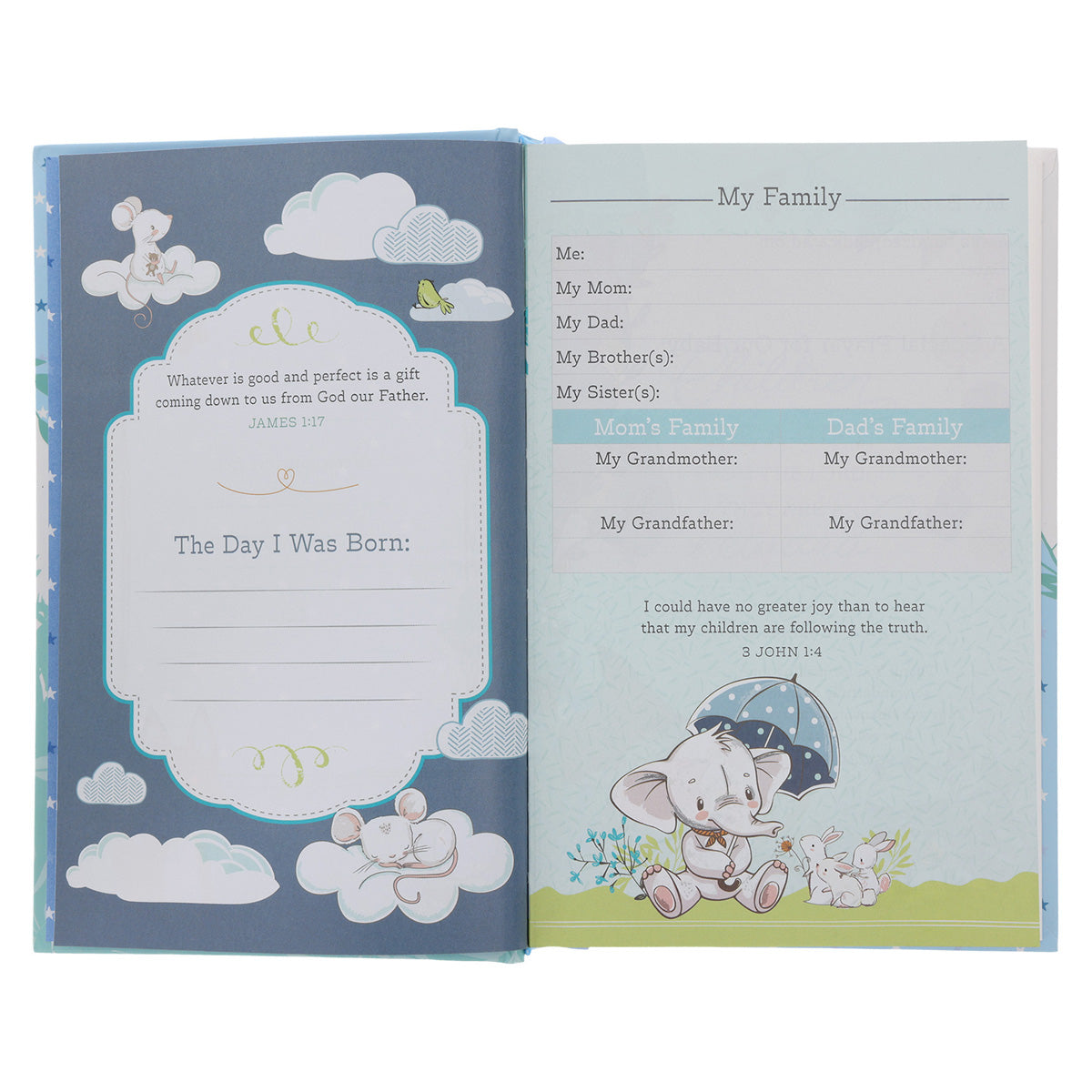 NLT Elephant Hardcover Baby Bible for Boys