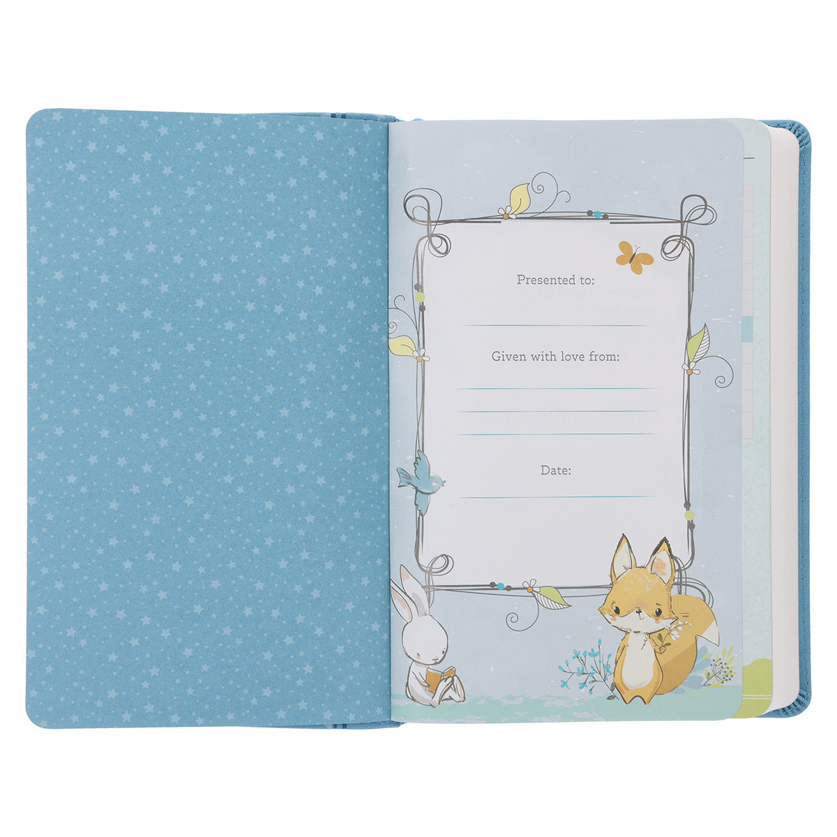 NLT Blue Elephant Flexcover Faux Leather Baby Bible for Boys