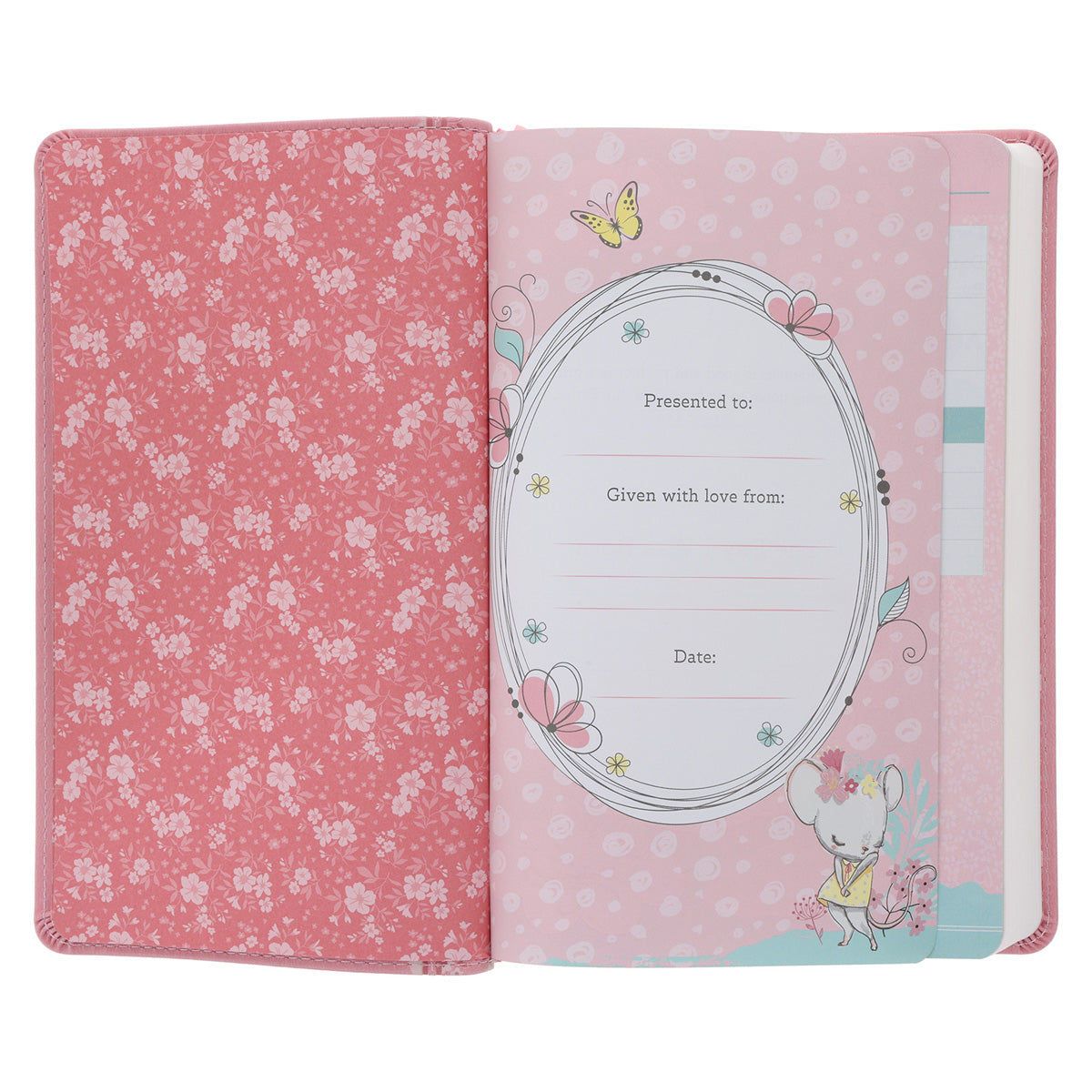 NLT Pink Deer Flexcover Faux Leather Baby Bible for Girls