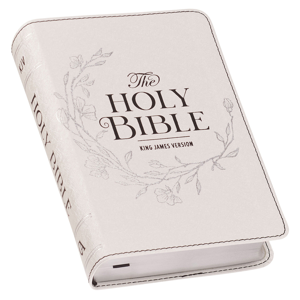KJV White Faux Leather Compact Bible Large Print