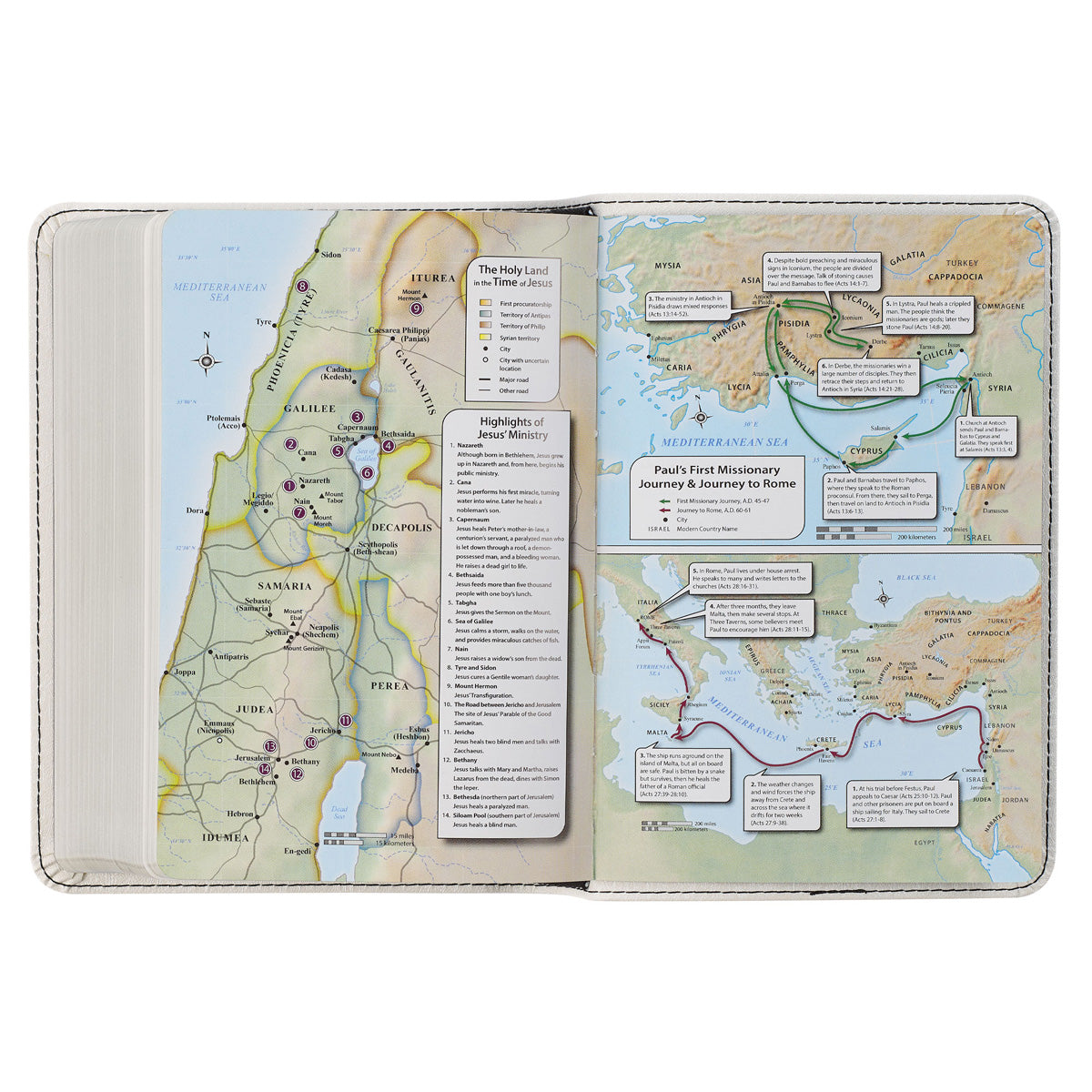 KJV White Faux Leather Compact Bible Large Print
