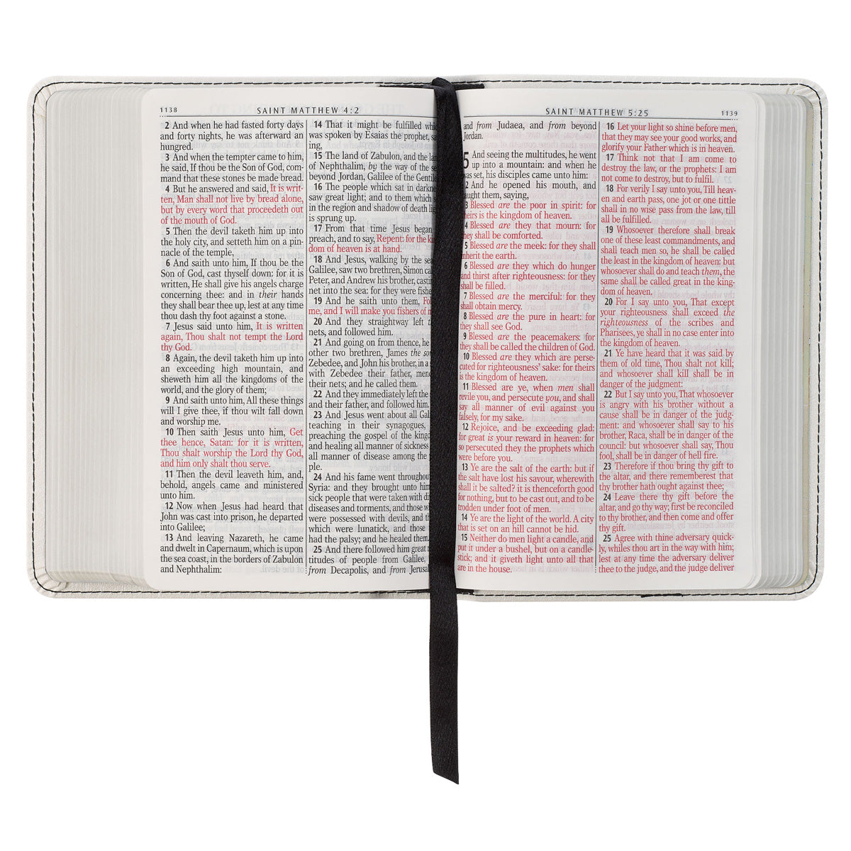 KJV White Faux Leather Compact Bible Large Print