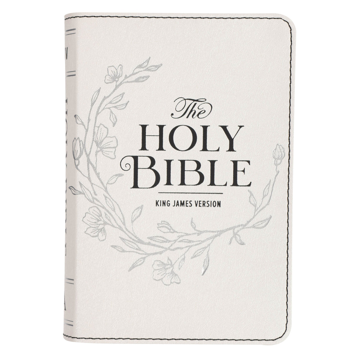 KJV White Faux Leather Compact Bible Large Print