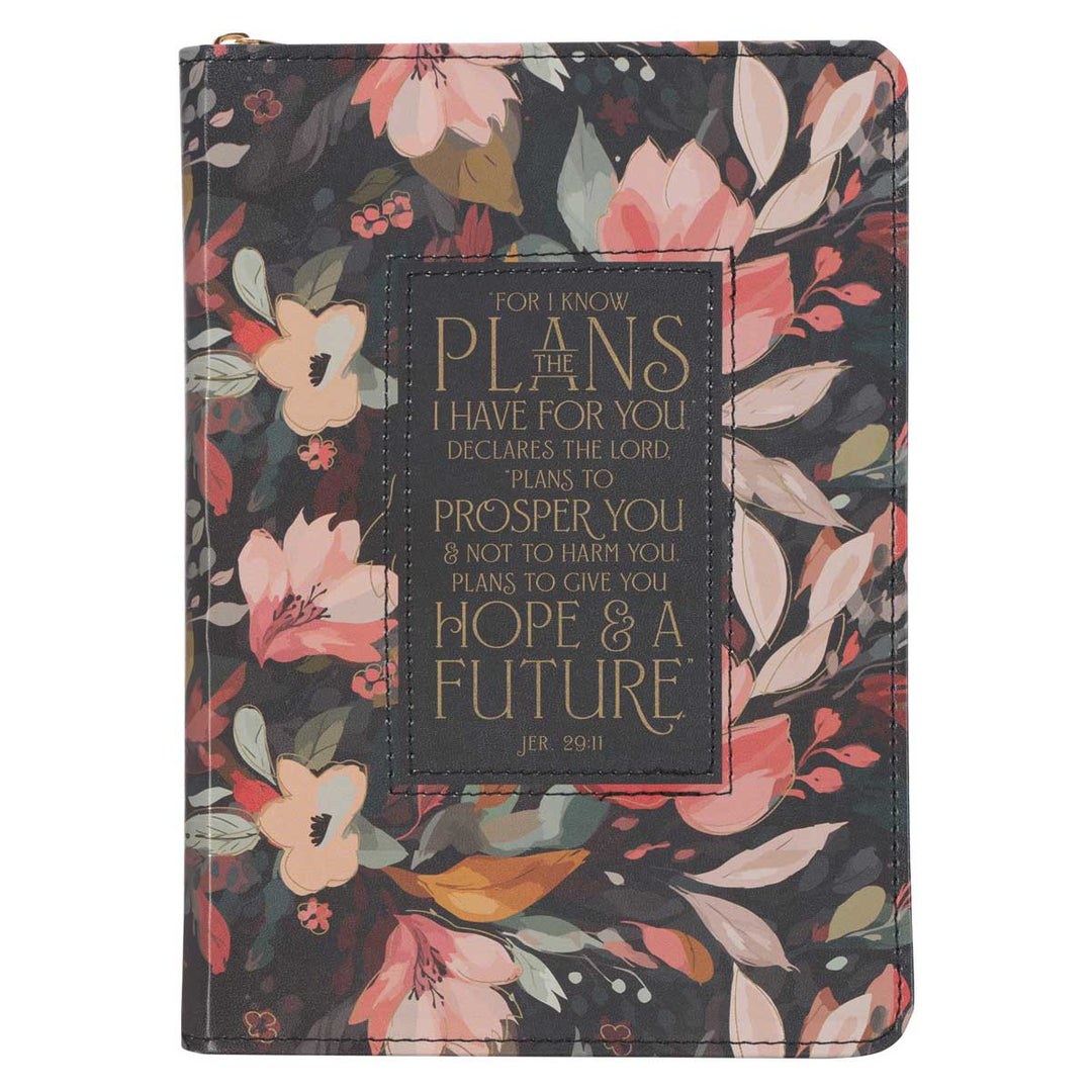 Hope and a Future Black Faux Leather Journal with Zipped Closure
