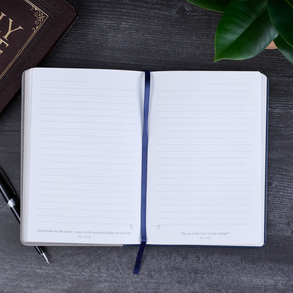 For We Walk by Faith Faux Leather Journal with Pen Holder and Elastic Closure