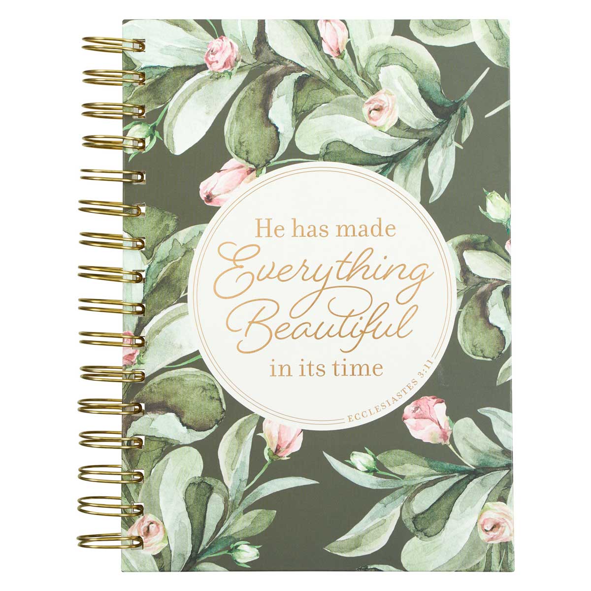 He Has Made Everything Beautiful in its Time Green Large Wirebound Journal