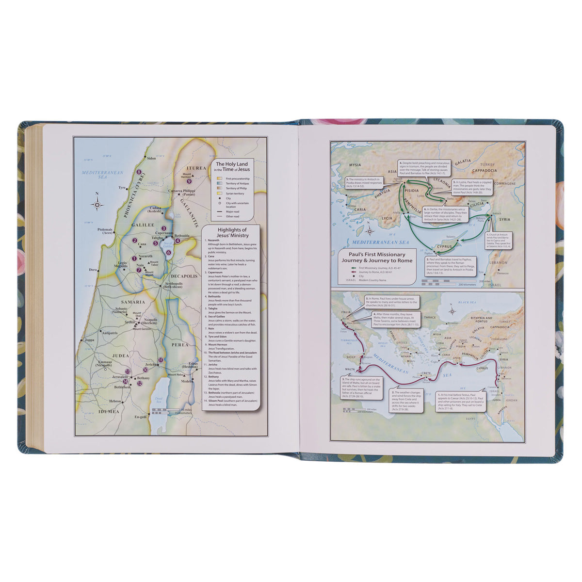 KJV Green Floral Faux Leather Note-Taking Bible Large Print