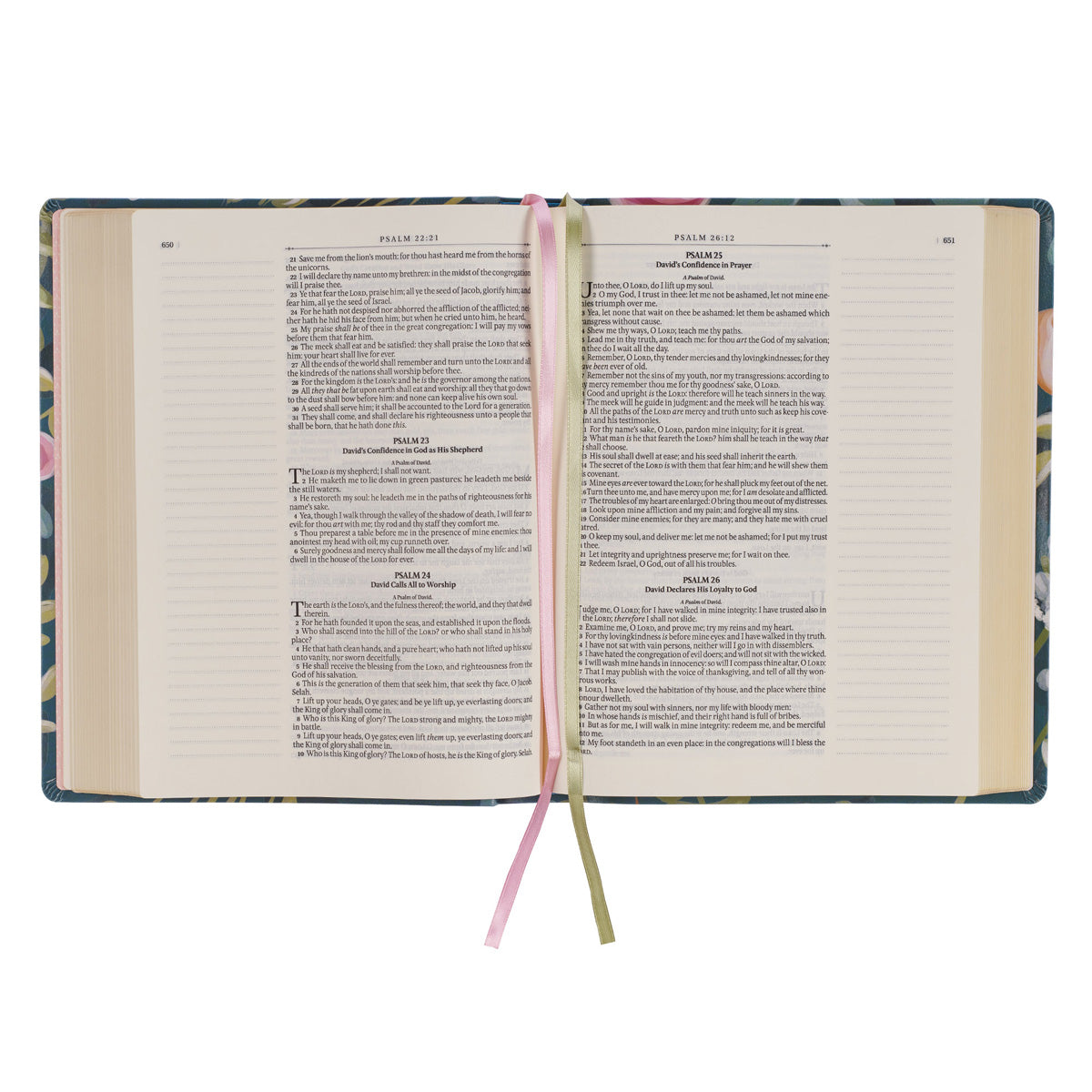 KJV Green Floral Faux Leather Note-Taking Bible Large Print