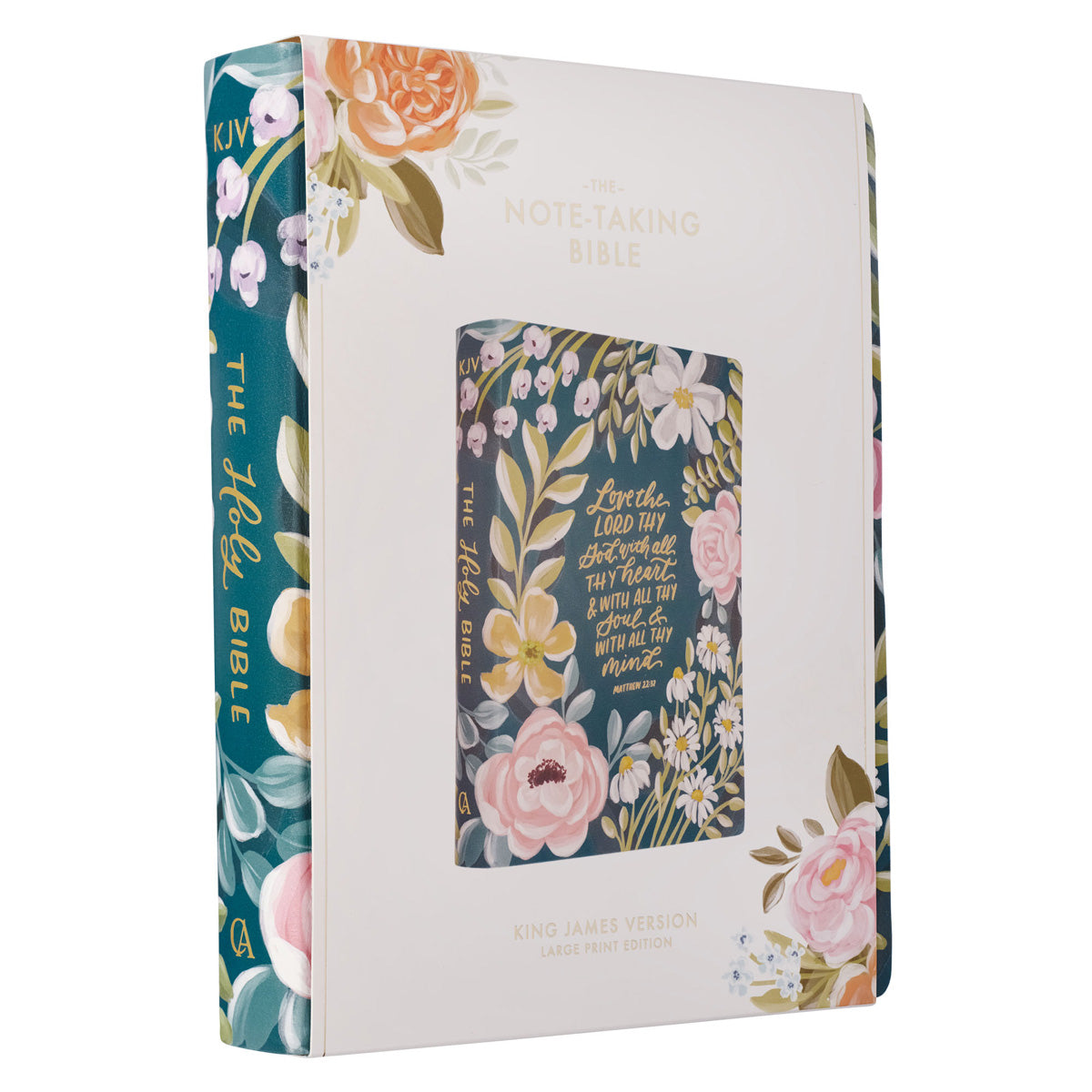 KJV Green Floral Faux Leather Note-Taking Bible Large Print