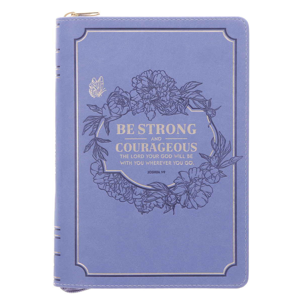 Be Strong and Courageous Purple Faux Leather Journal with Zipped Closure