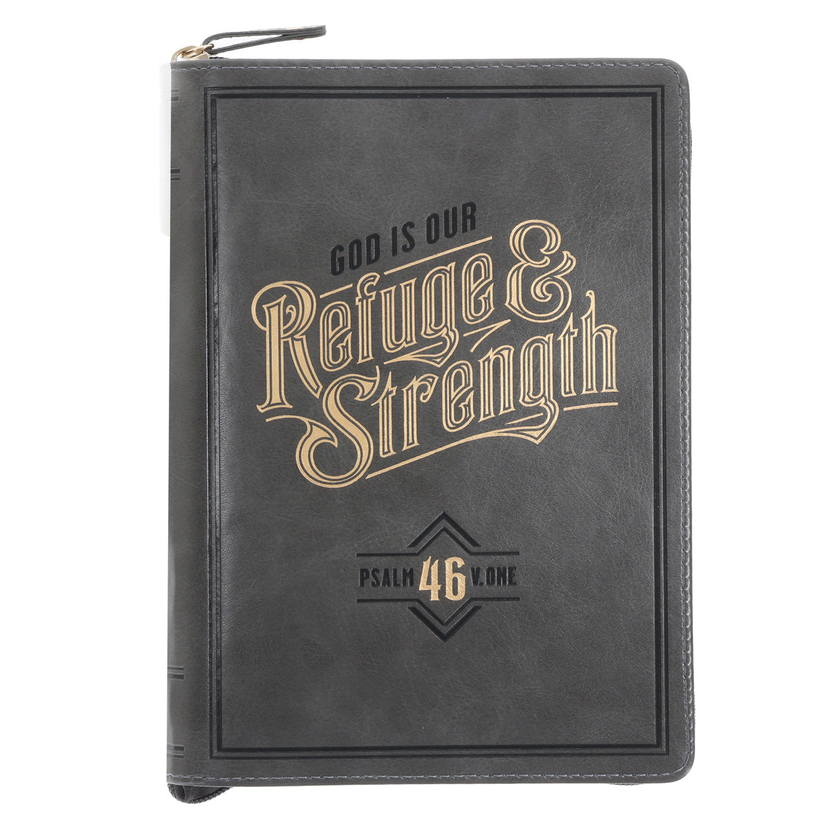 God Is Our Refuge and Strength Faux Leather Journal with Zipped Closure