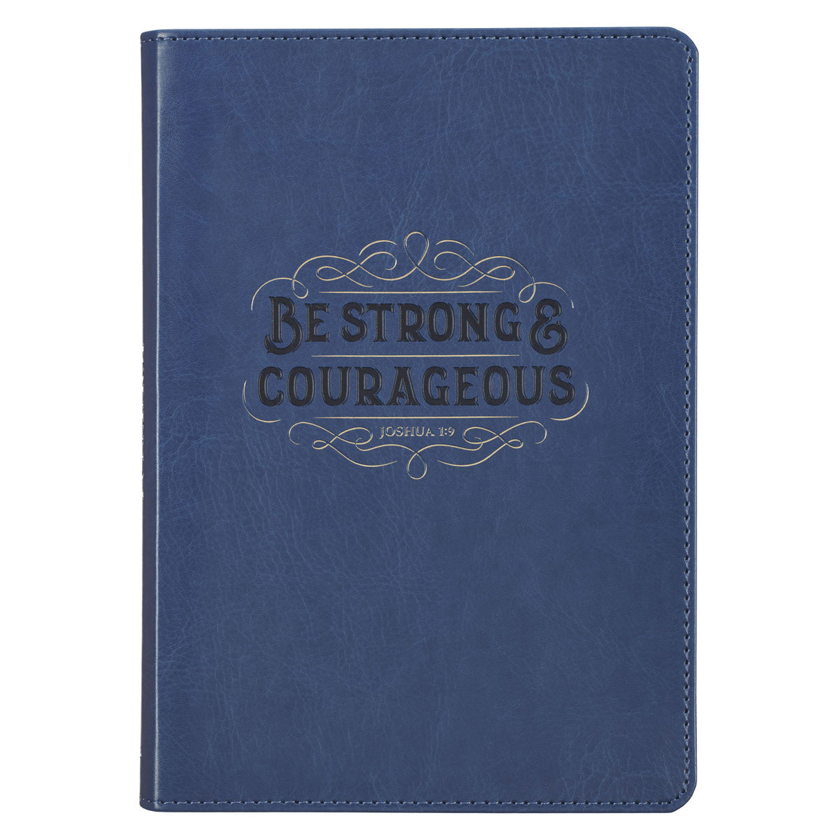 Be Strong and Courageous Navy Faux Leather Journal with Zipped Closure