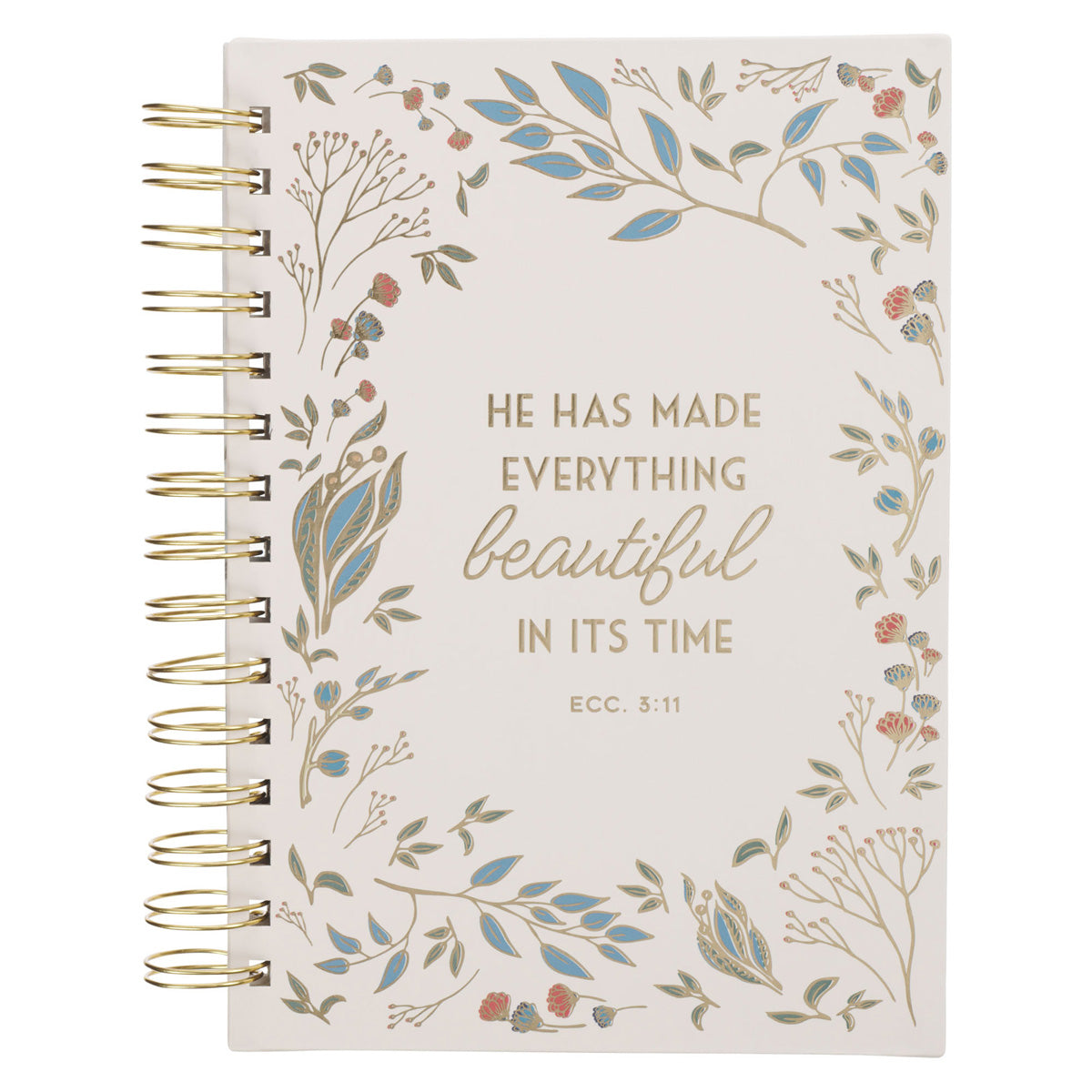 He Has Made Everything Beautiful in Its Time Ivory Floral Hardcover Wirebound Journal
