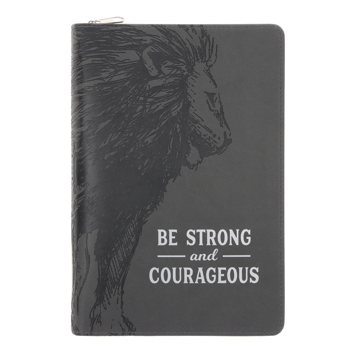 Be Strong and Courageous Faux Leather Journal with Zipped Closure