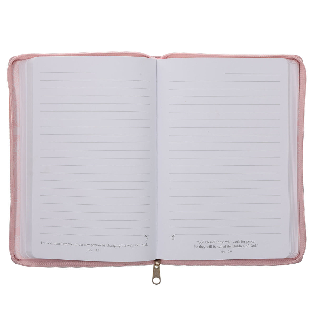 Be Still and Know Floral Pink Faux Leather Journal with Zipped Closure