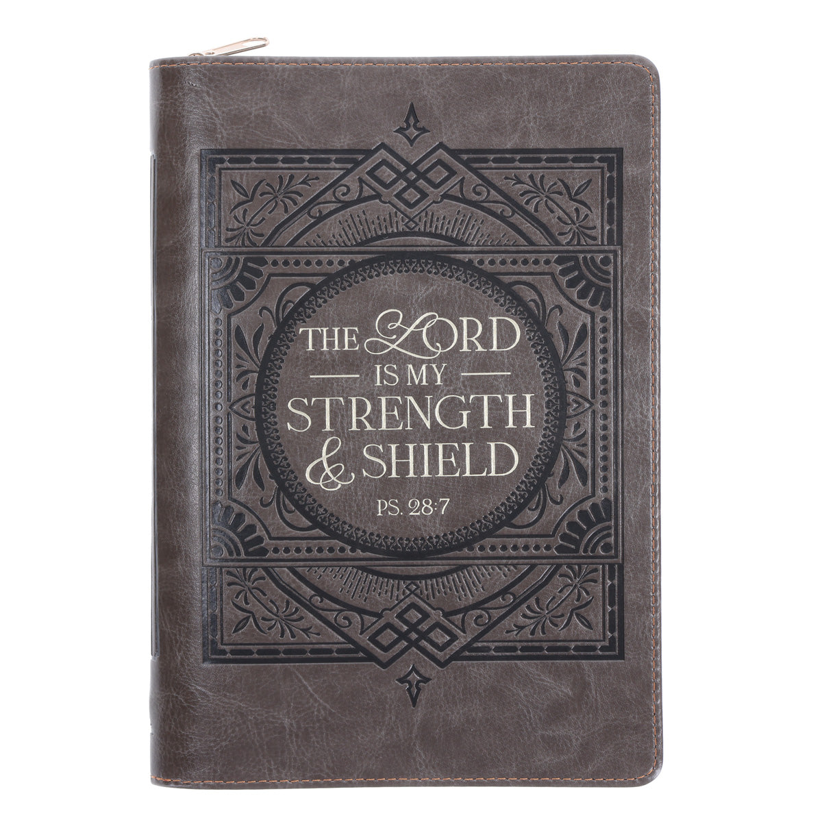 The Lord Is My Strength and Shield Faux Leather Journal with Zipped Closure