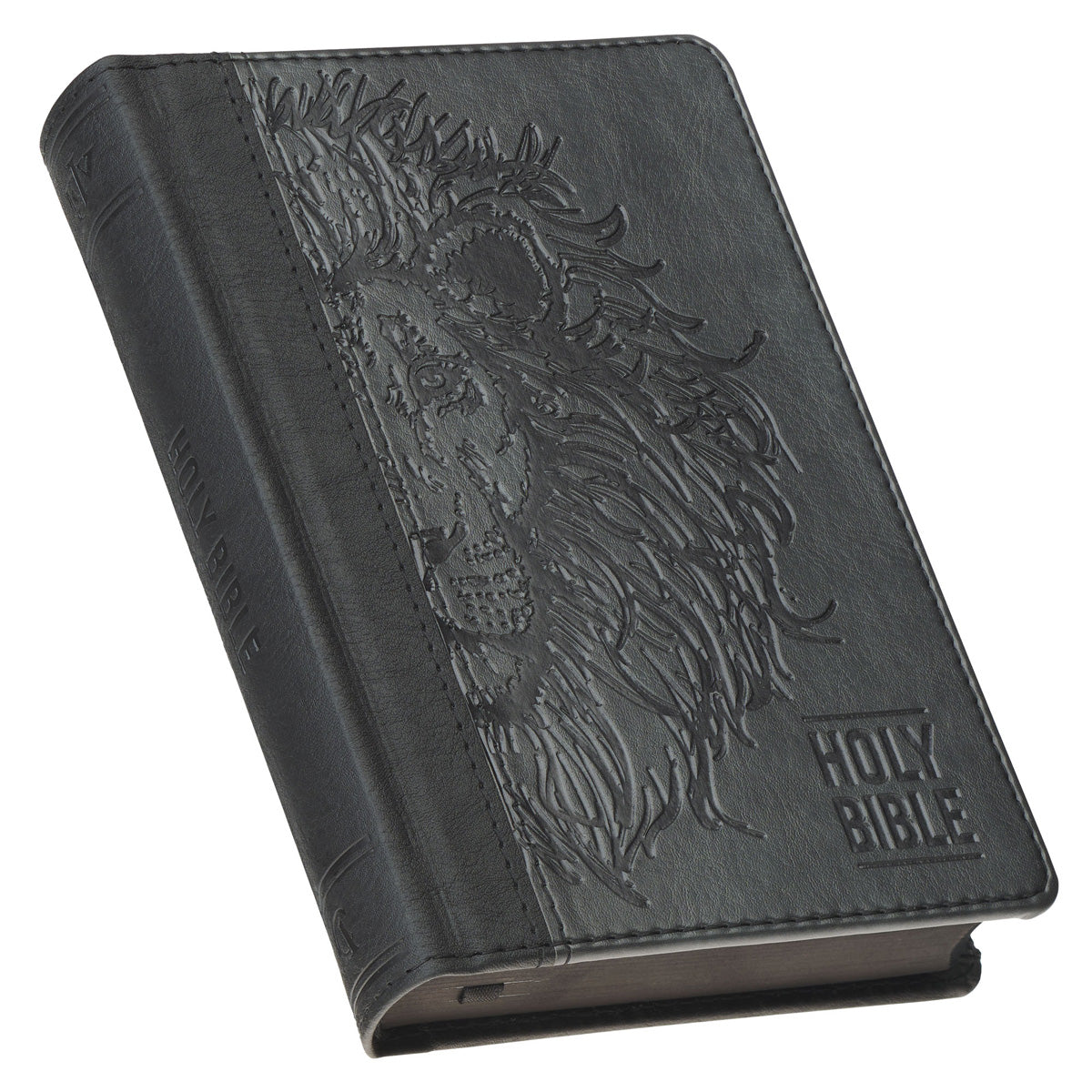KJV Grey Lion Faux Leather Compact Bible
