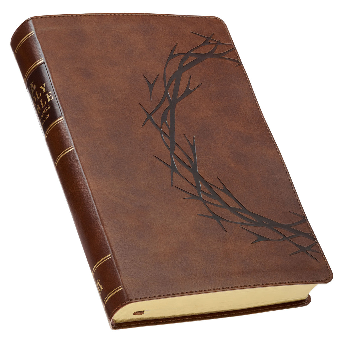 KJV Brown Crown of Thorns Faux Leather Giant Print Full-Size Bible