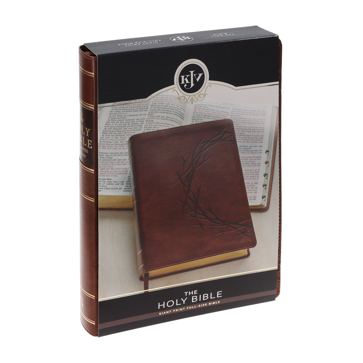 KJV Brown Crown of Thorns Faux Leather Giant Print Full-Size Bible